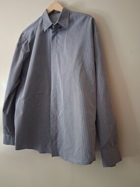 Gianni Versace Gray Patterned Long-Sleeve Dress Shirt Vintage Y2K  (Size XL)